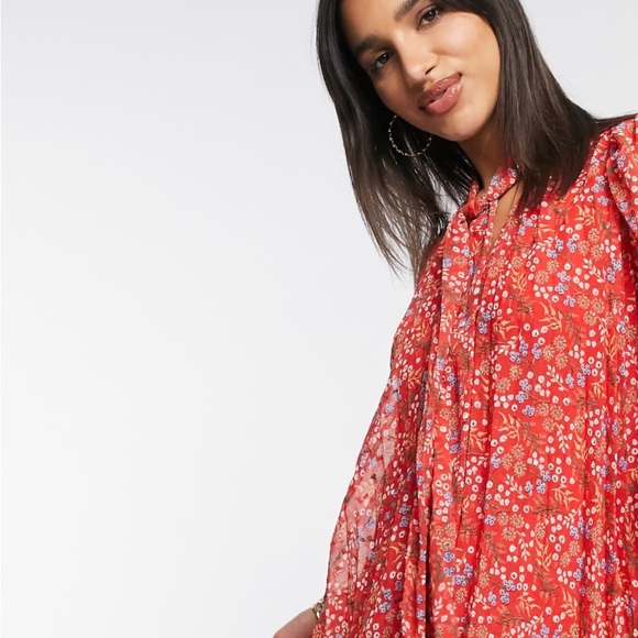 ASOS Maternity Red Floral Long Sleeve Dress - Picture 4 of 12